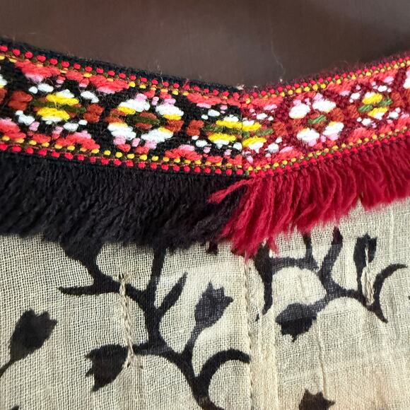 DASSIOS Luxury Lightweight Cotton Caftan W/ Gold Sequin Embroidered Trim Medium - Picture 11 of 11